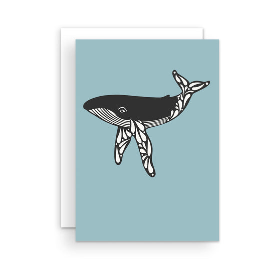 Humpback Whale Greeting Card (Light Blue)