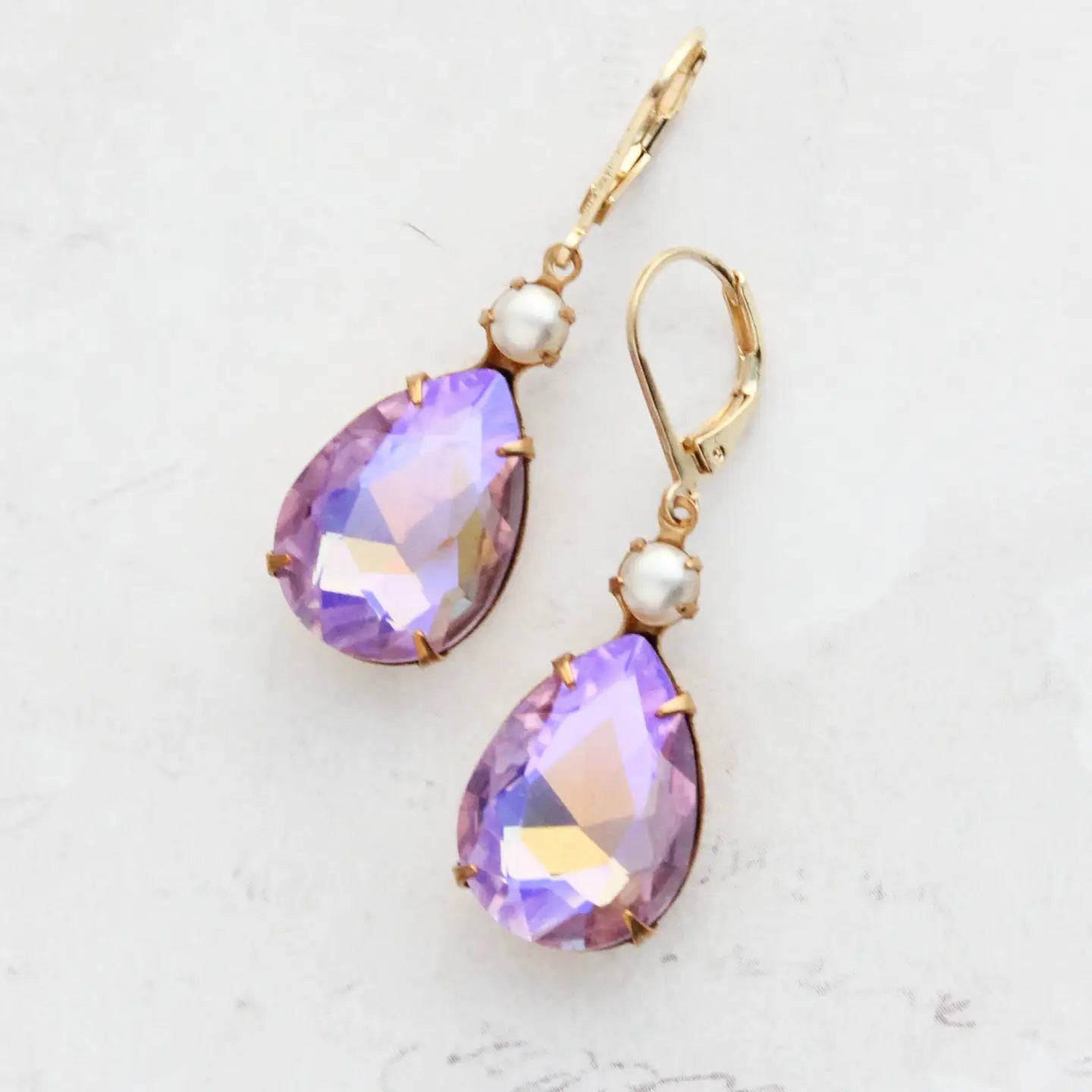 Light Purple Earrings | Lavender Mauve Glass and Pearl