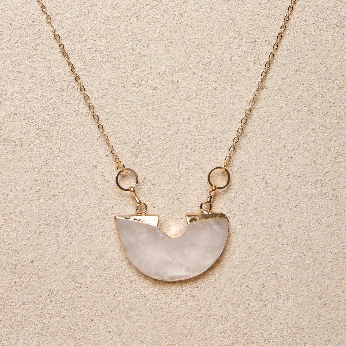 Taya // Half Round Clear Quartz Necklace