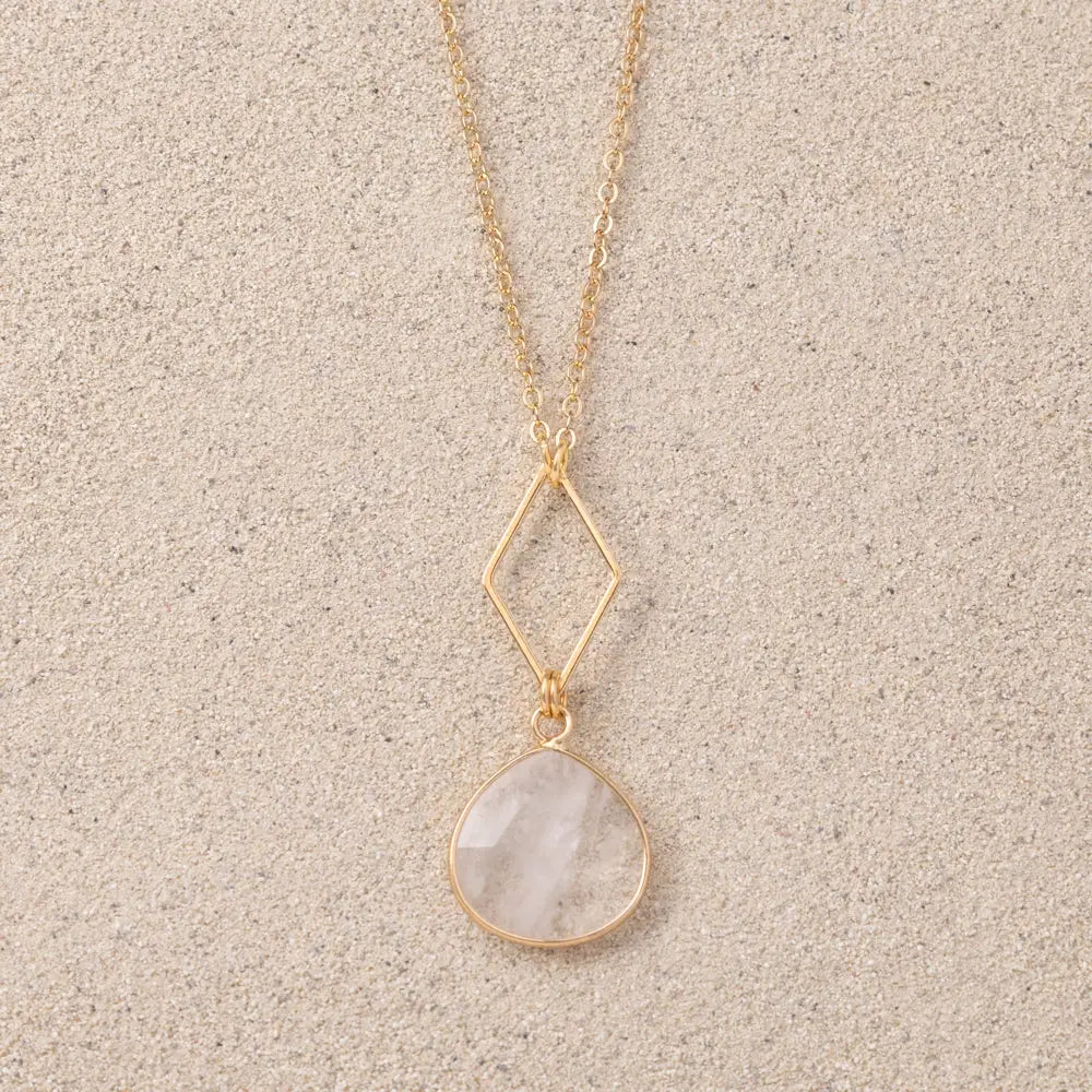 Necklace | Rosa, Teardrop Quartz Pendant