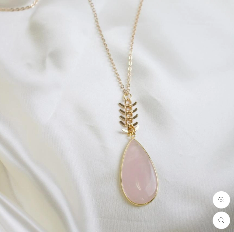 Necklace | Axel // Rose Quartz Teardrop