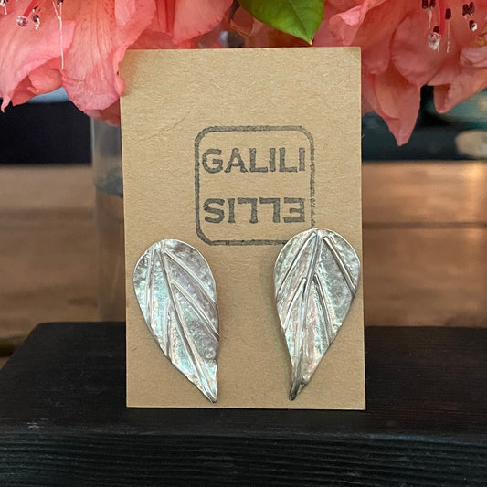 Silver Applewood Leaf Earrings | Galili Ellis