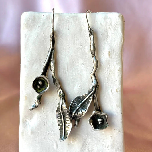 Silver Twig and Flower Earrings | Galili Ellis