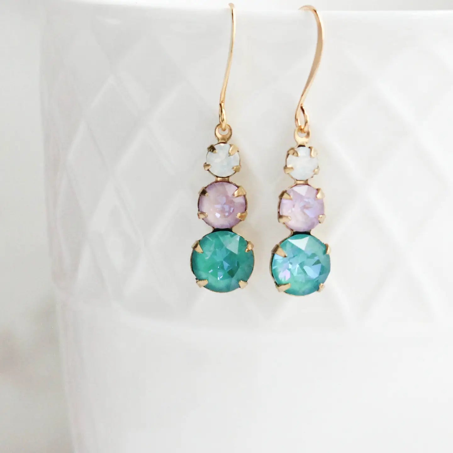 Vintage Glass Earrings | Three Jewel