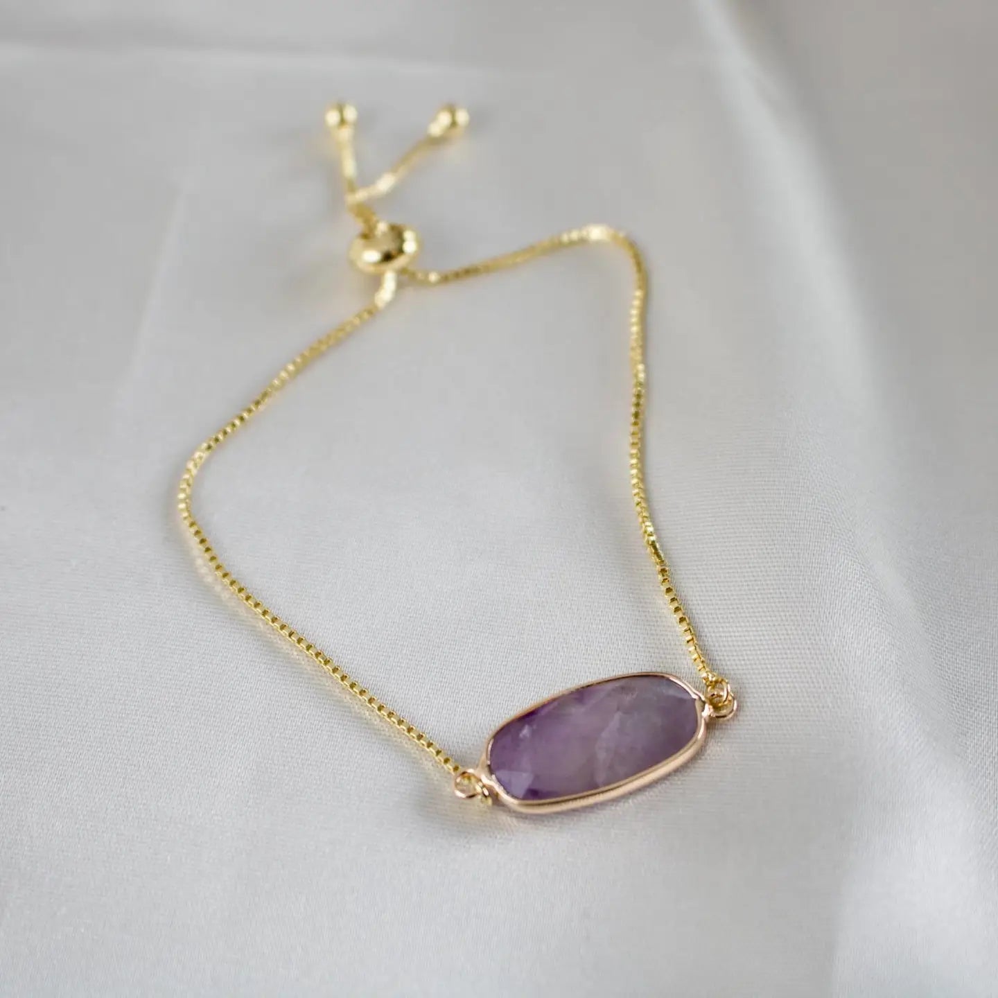 Bracelet | Jules Amethyst Crystal // Gold Adjustable