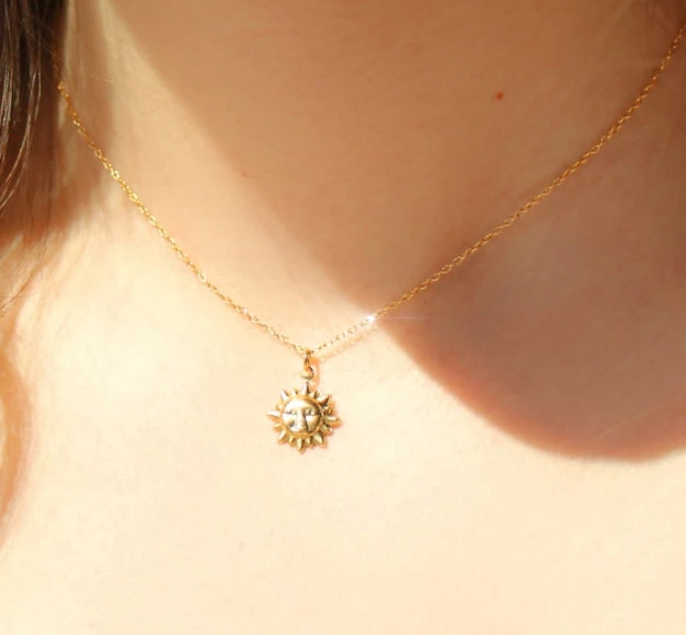 Sun Shining Down Happy Pendant Steel Necklace