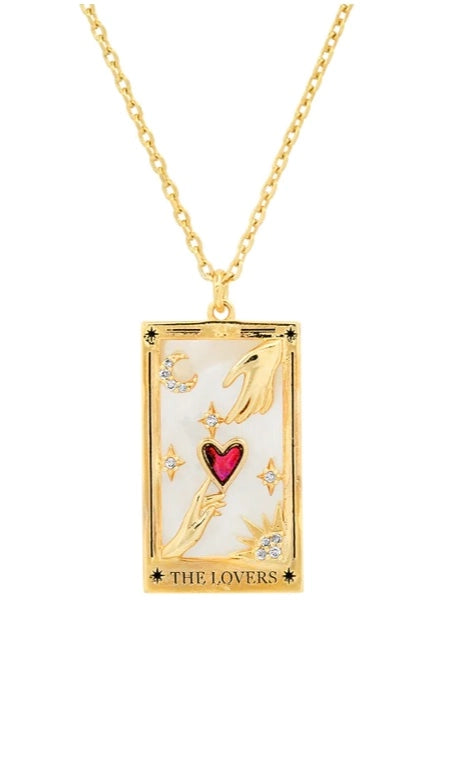 Tarot Card Necklace- Lovers 14K Gold Stainless Steel