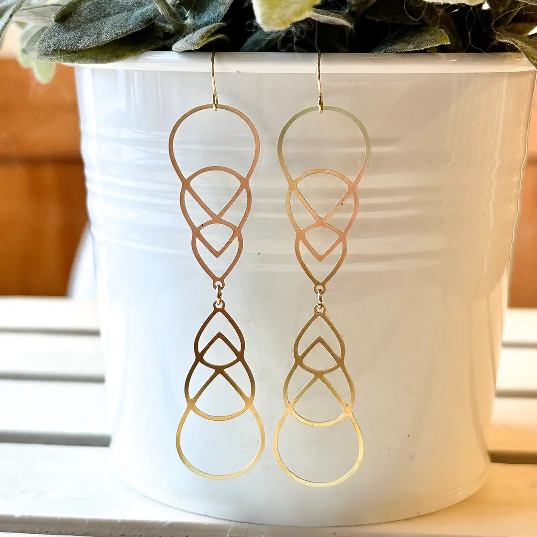 Earrings | Brass Stacked Drop Earring