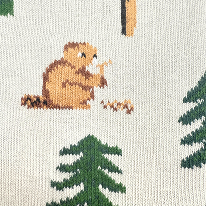 Friday Sock Co. - Women's Bear in Hat and Trees Crew Socks - Cute Gift for Mom