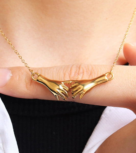 Pinky Promise Ride or Die Hand Necklace 18K Gold Waterproof