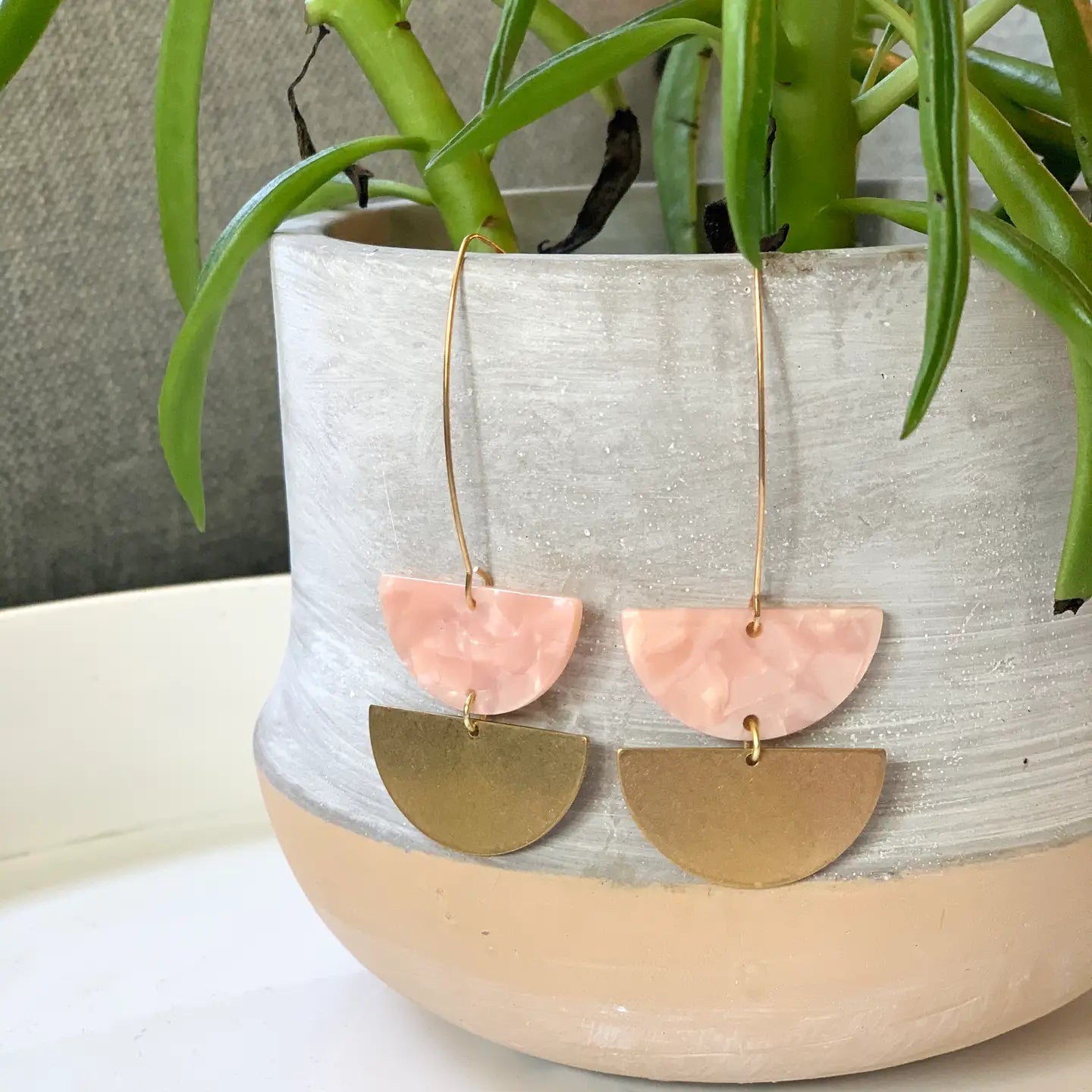 Earrings | Long Drop Double Half Moon (Acetate)
