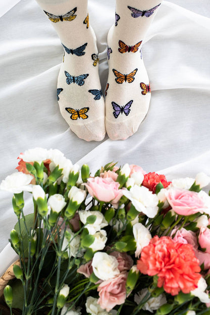 Friday Sock Co. - Women's Butterfly Crew Socks - Spring Mother's Day Gift: Women’s 5 – 10