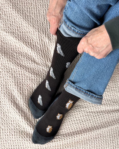 Friday Sock Co. - Women's Owl Merino Wool Socks - Premium Soft Comfort: Women’s 5 – 10