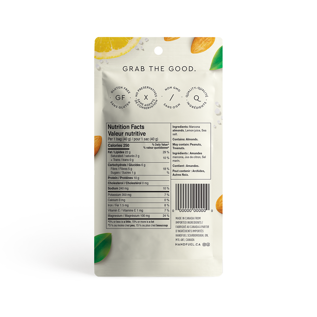 Lemon Marcona Almonds 40g | Handfuel