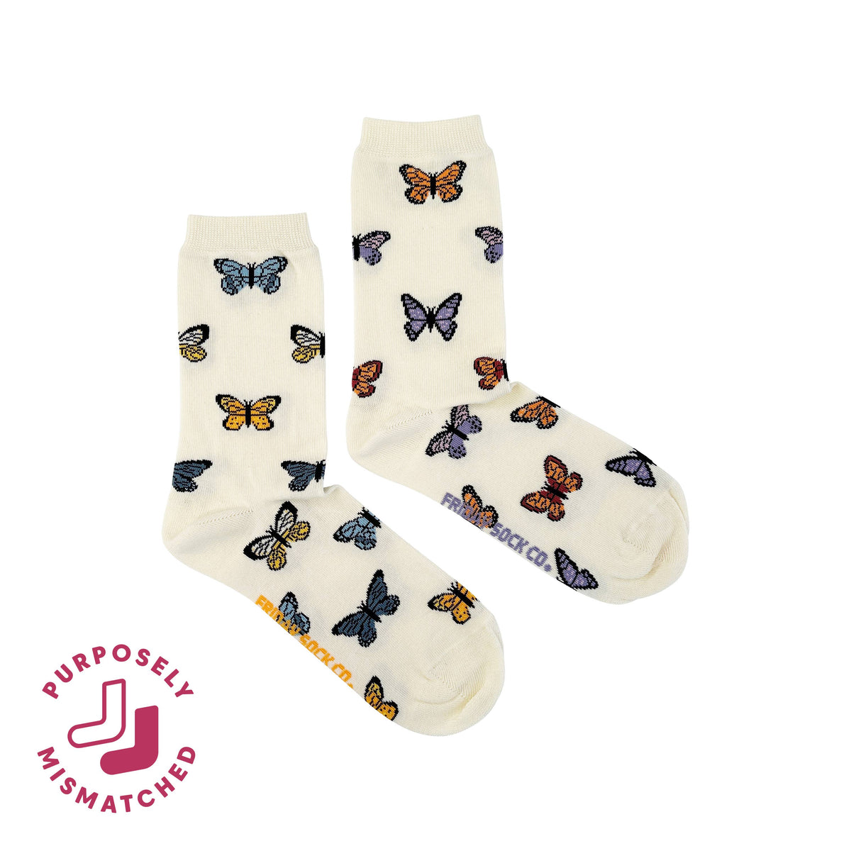 Friday Sock Co. - Women's Butterfly Crew Socks - Spring Mother's Day Gift: Women’s 5 – 10