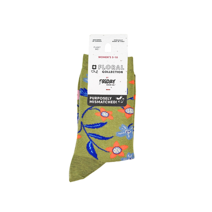 Friday Sock Co. - Women's Flower Vine Crew Socks - Perfect Mother’s Day Gift: Women’s 5 – 10