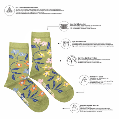 Friday Sock Co. - Women's Flower Vine Crew Socks - Perfect Mother’s Day Gift: Women’s 5 – 10