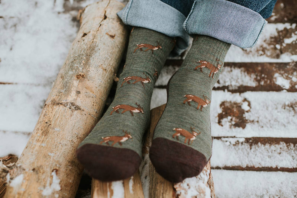 Friday Sock Co. - Men's Deer Merino Wool Socks - Breathable Fit: Men's 7 - 12