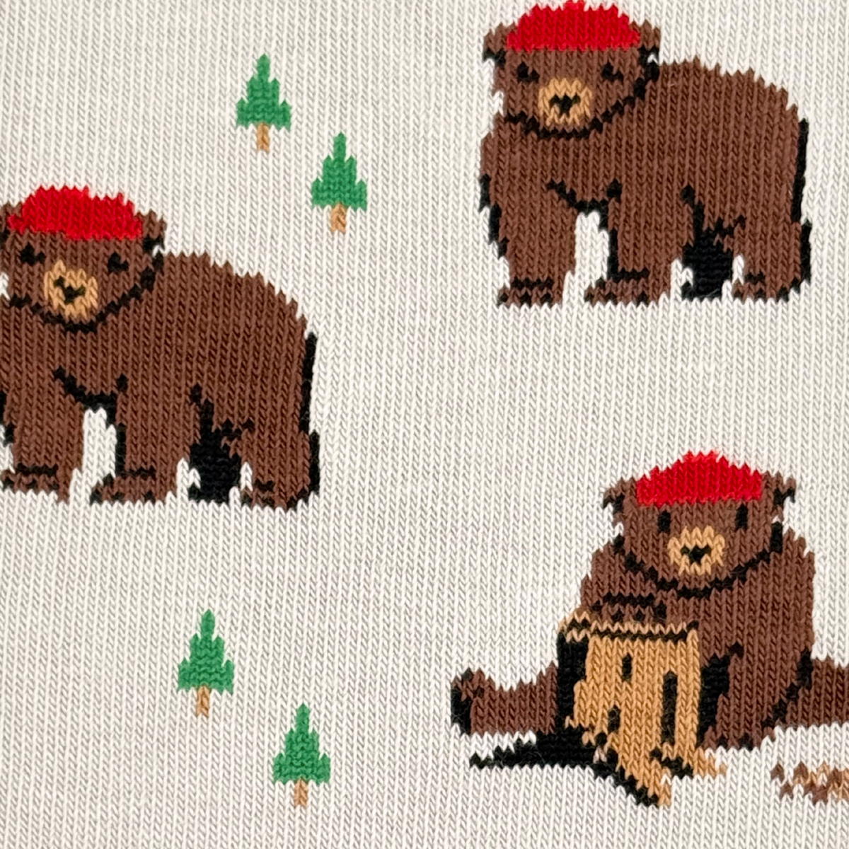 Friday Sock Co. - Men's Bear in Hat and Trees Mid-Calf Socks - Fun Outdoor