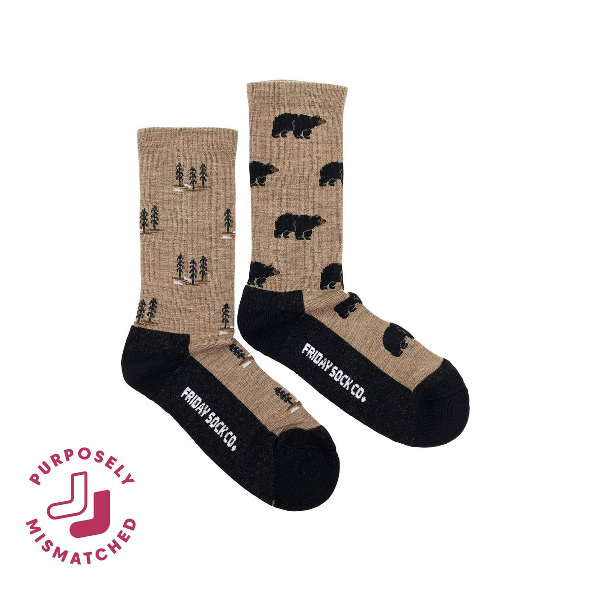 Friday Sock Co. - Women's Bear & Tree Merino Wool Socks - All-Season Comfort