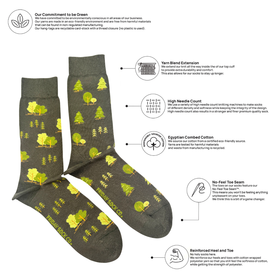 Friday Sock Co. - Men's Trees This Did Good Socks - Novelty Gift for Dad