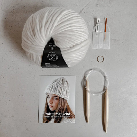 Diy Beginner Friendly Knitting Craft Kit: Margot Rib Beanie