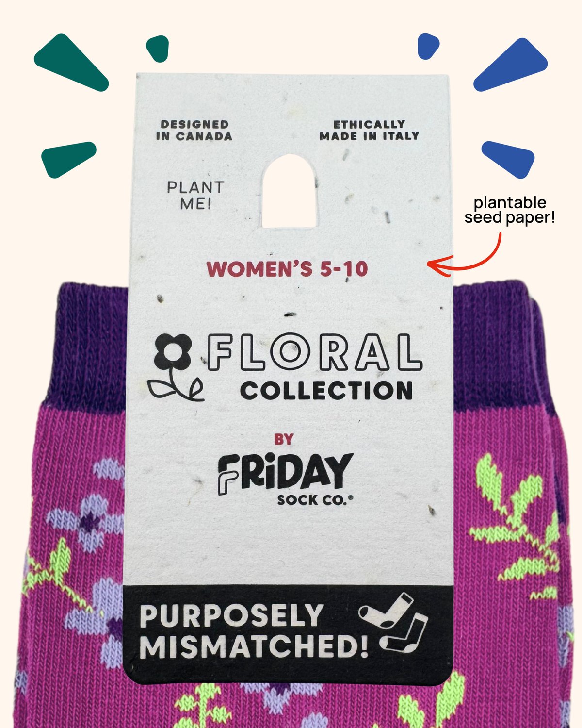 Friday Sock Co. - Women's Flower Vine Crew Socks - Perfect Mother’s Day Gift: Women’s 5 – 10