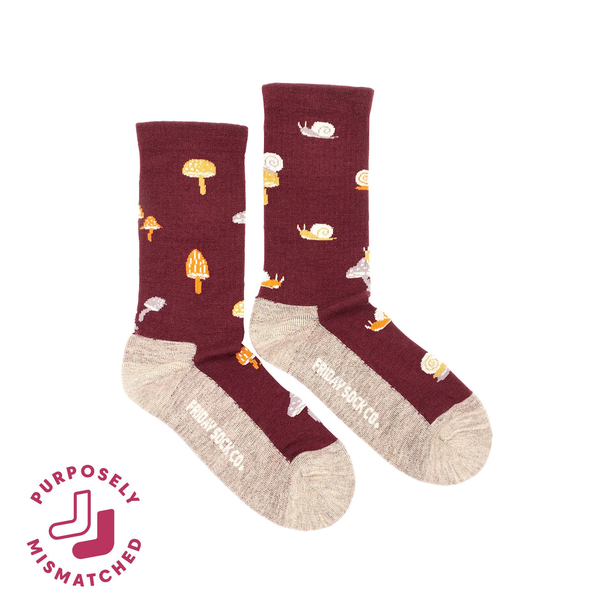 Friday Sock Co. - Women's Mushroom Merino Wool Socks - Comfy Hiking Socks