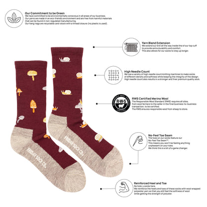 Friday Sock Co. - Men's Mushroom Merino Wool Socks - Premium Ethical Wool