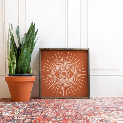 All Knowing Magic Eye Boho Print - Wood Sign