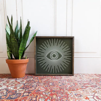 All Knowing Magic Eye Boho Print - Wood Sign