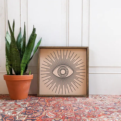 All Knowing Magic Eye Boho Print - Wood Sign