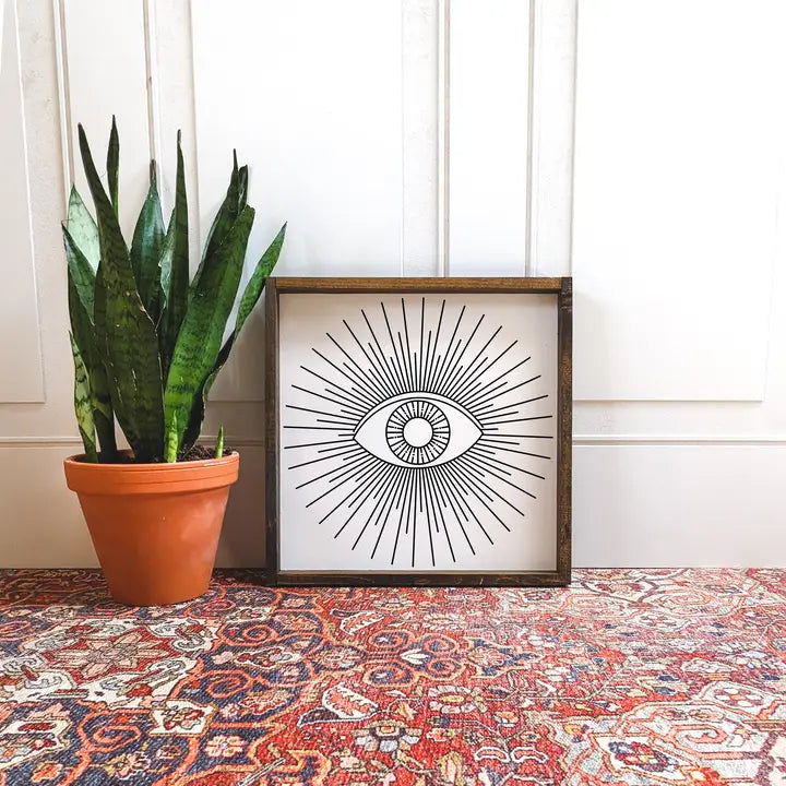 All Knowing Magic Eye Boho Print - Wood Sign