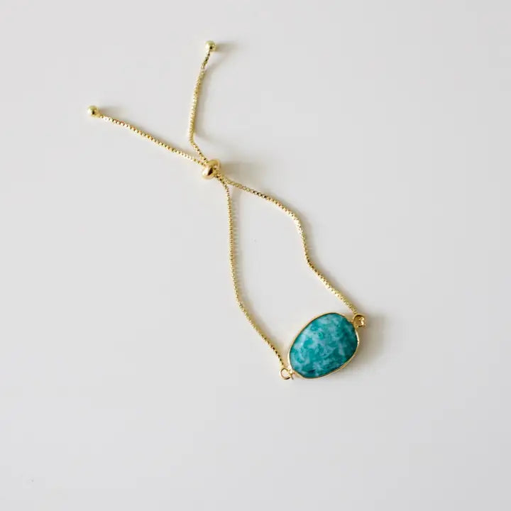 TISH Jewellery - Anissa Amazonite Adjustable Gold Bracelet