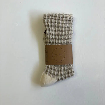 Billy Bamboo - Gingham Waffle Socks - Neutral