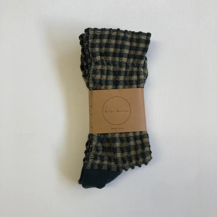 Billy Bamboo - Gingham Waffle Socks - Neutral