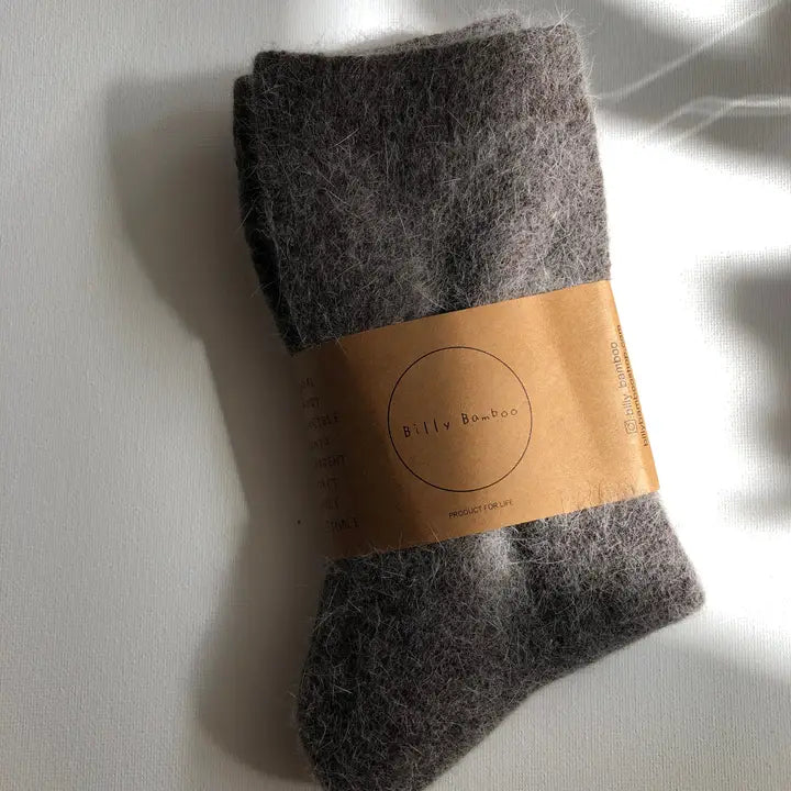 Billy Bamboo - Fluffy Angora Socks - Neutral