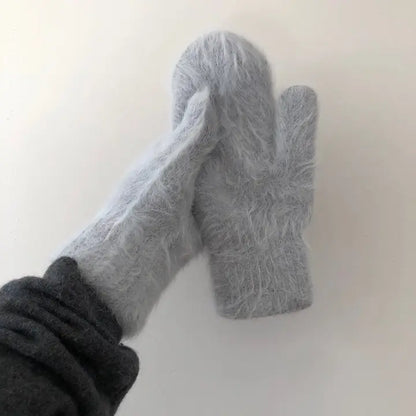 Billy Bamboo - Fluffy Angora Mittens - Neutral