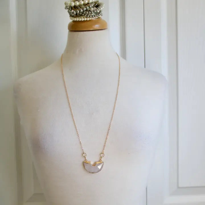 TISH Jewellery - Taya Half Round Clear Quartz Necklace