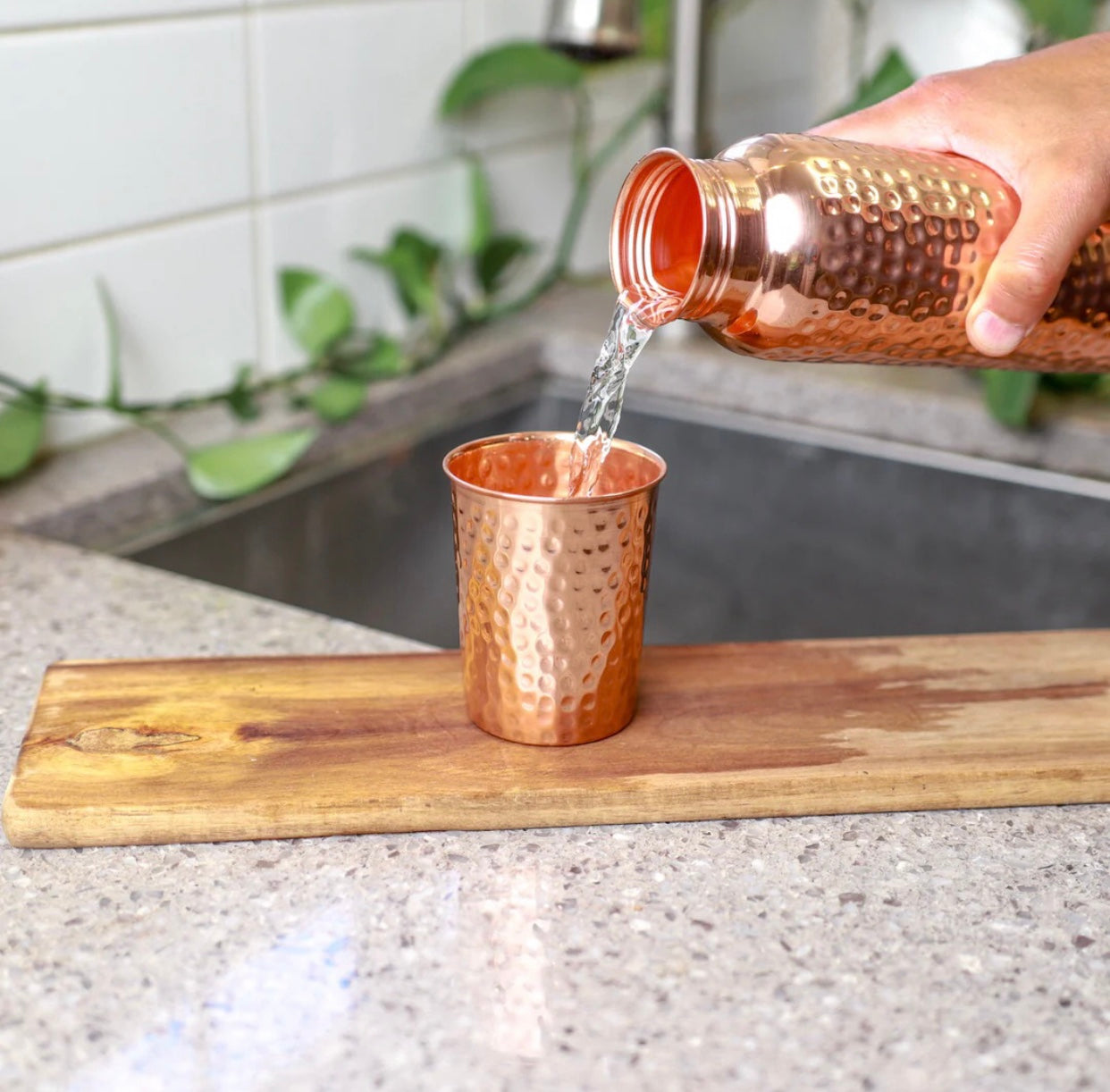 Vyasa Ayurveda Copper Hammered Tumbler Glasses - Set of 4 cups