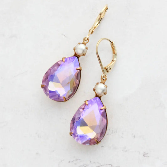 Light Purple Earrings | Lavender Mauve Glass and Pearl