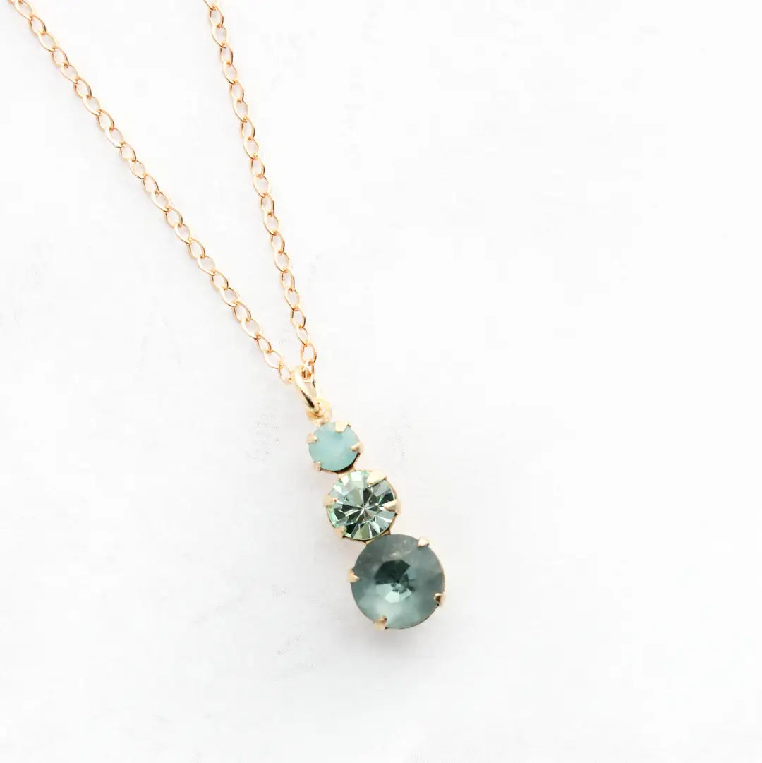 Vintage Glass Necklace | Peacock Green and Blue | A Pocket Of Posies