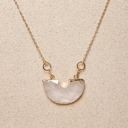 Taya // Half Round Clear Quartz Necklace