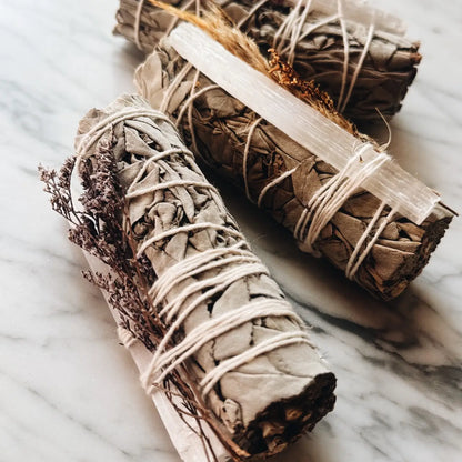 Smudge Bundle, with Sage, Selenite, and Wildflowers