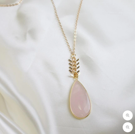 Necklace | Axel // Rose Quartz Teardrop