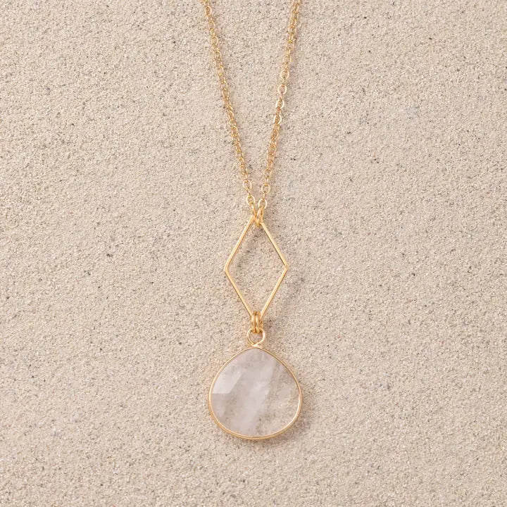 TISH Jewelry - Rosa Teardrop Quartz Pendant Necklace