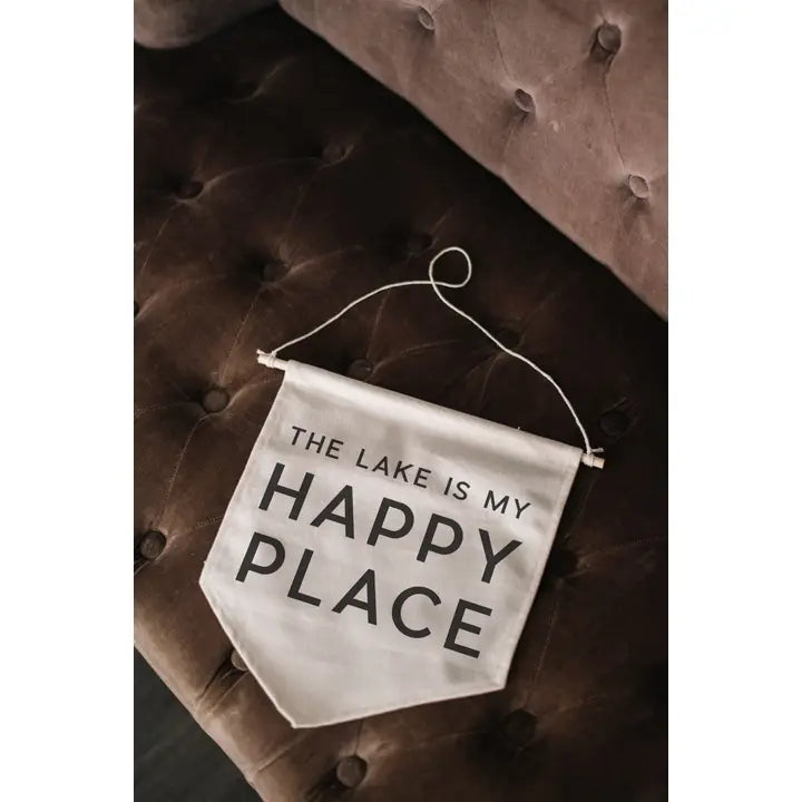 The Lake Is My Happy Place Canvas Banner