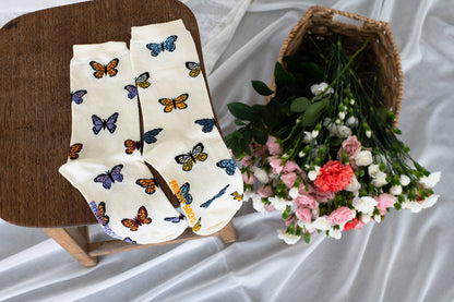 Friday Sock Co. - Women's Butterfly Crew Socks - Spring Mother's Day Gift: Women’s 5 – 10