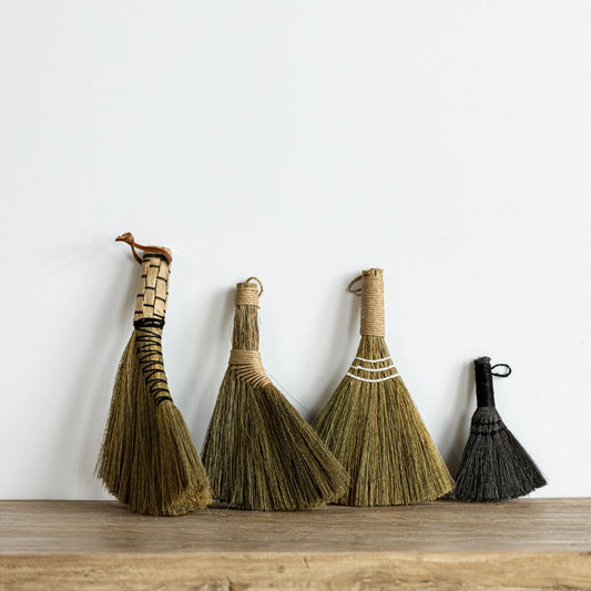 Soft Woven Handle Broom by Luxe B Co | Black & Jute