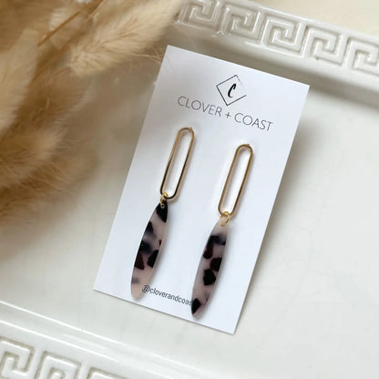Earrings | Acetate Drop with Gold Plated Oval Stud